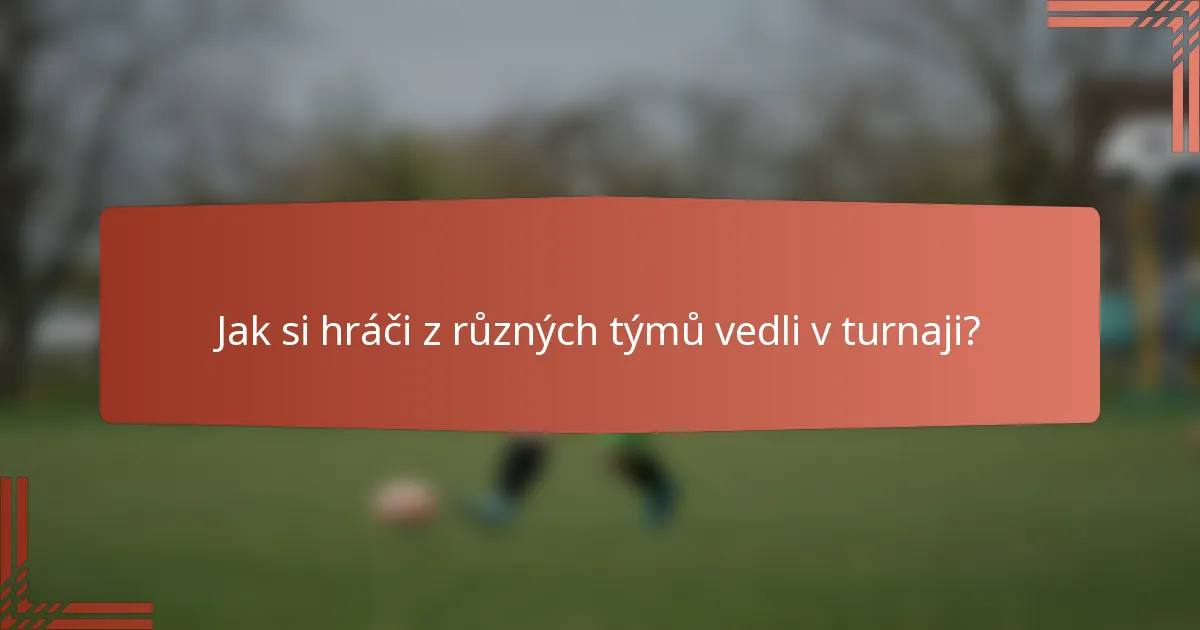 Jak si hráči z různých týmů vedli v turnaji?