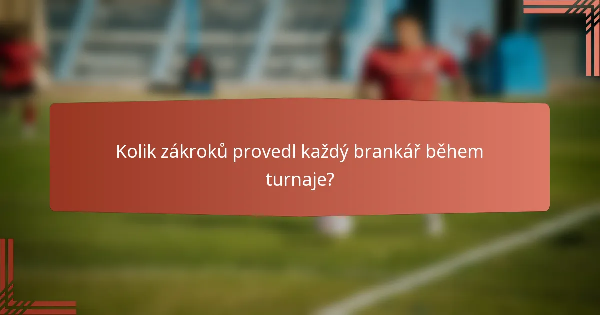 Kolik zákroků provedl každý brankář během turnaje?