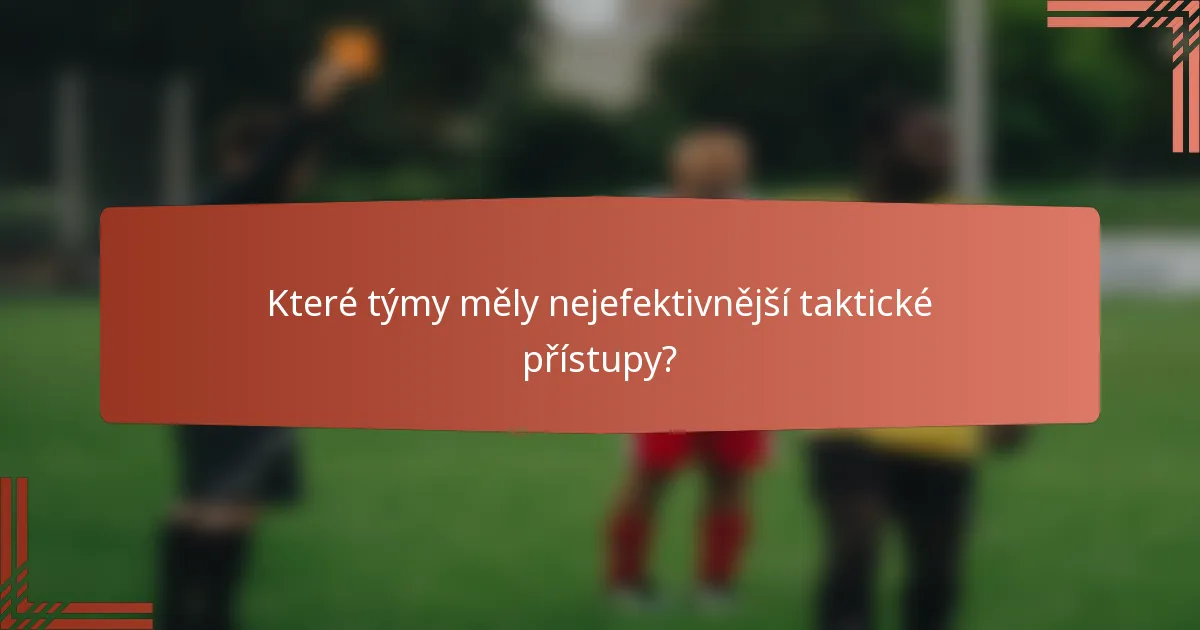 Které týmy měly nejefektivnější taktické přístupy?