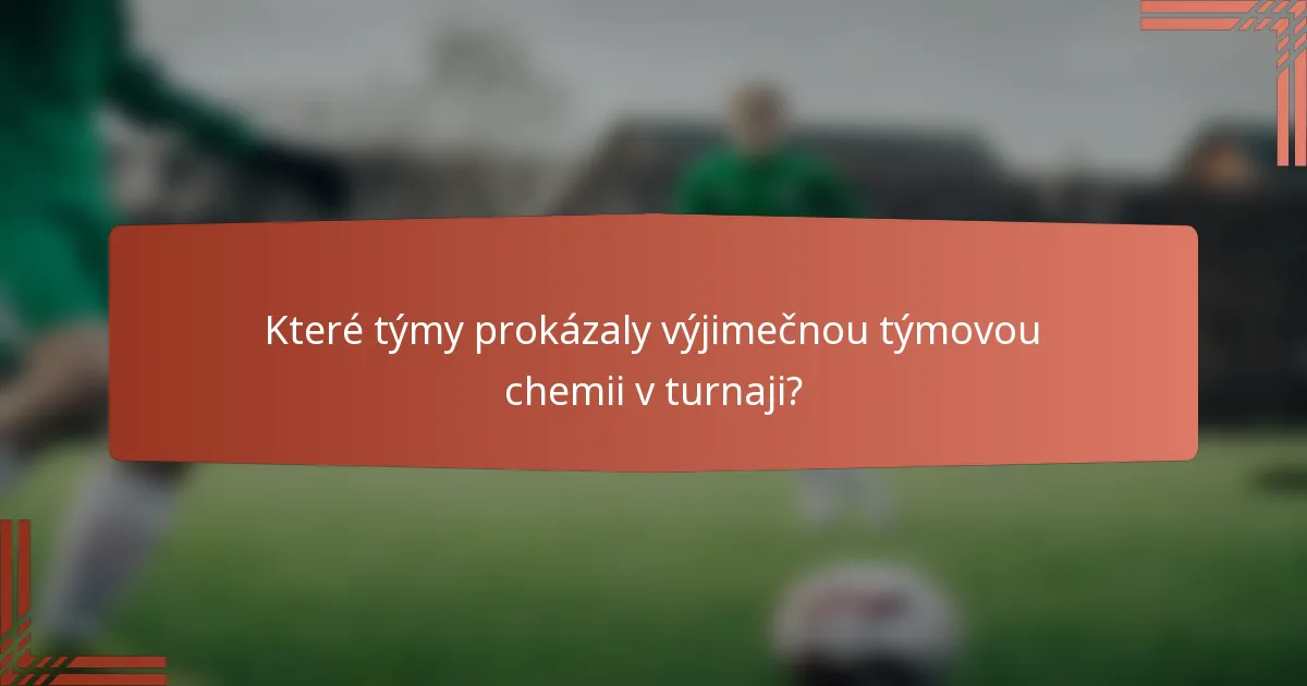 Které týmy prokázaly výjimečnou týmovou chemii v turnaji?